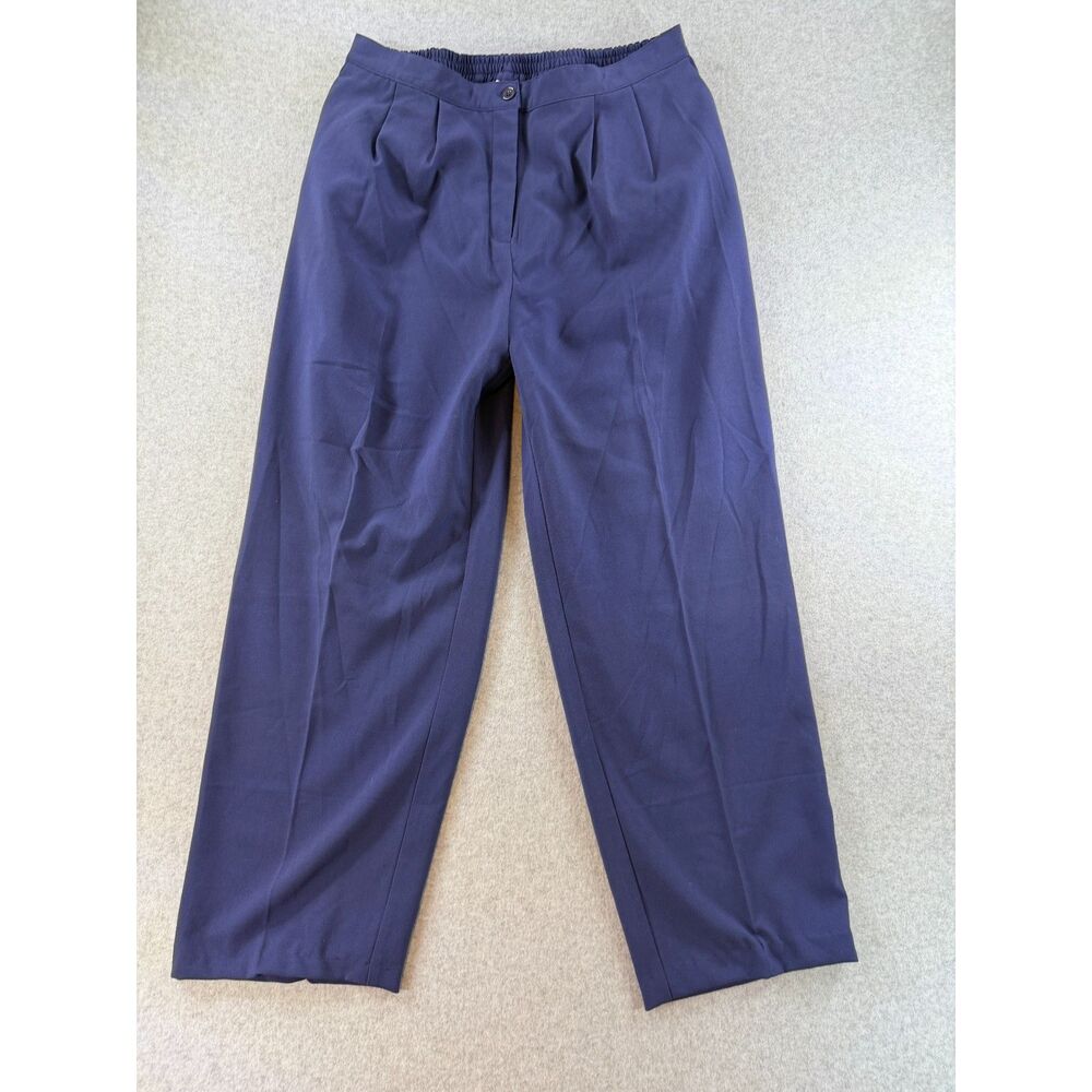 Chelsea Studio Navy Purple Pleated Pants Womens 16W Elastic Waist #3044